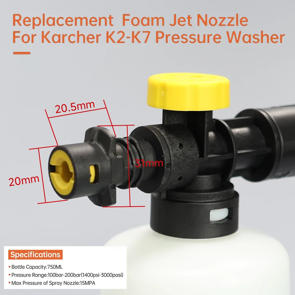 Foam Cannon for Karcher K2 K3 K4 K5 K6 K7  Adjustable Snow Cannon Foam Lance kit Pressure Washer Nozzle Car Wash Gun