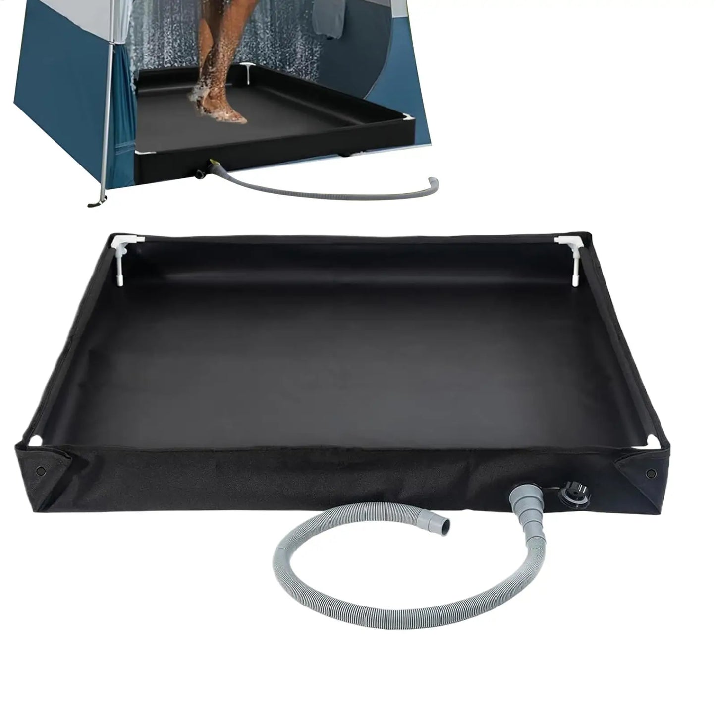 Shower Tent Base Camping Awning Shower Basin Portable Shower Pan Foldable RV Shower Pan With Drain Pipe