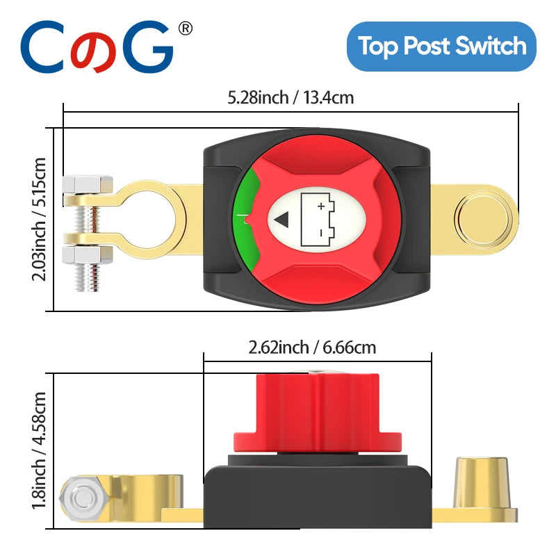 New Model 275A Top Post Battery Disconnect Switch Heavy Duty On/Off Battery Power Cut Off Switch 12V-48V for Auto, RV, Marine