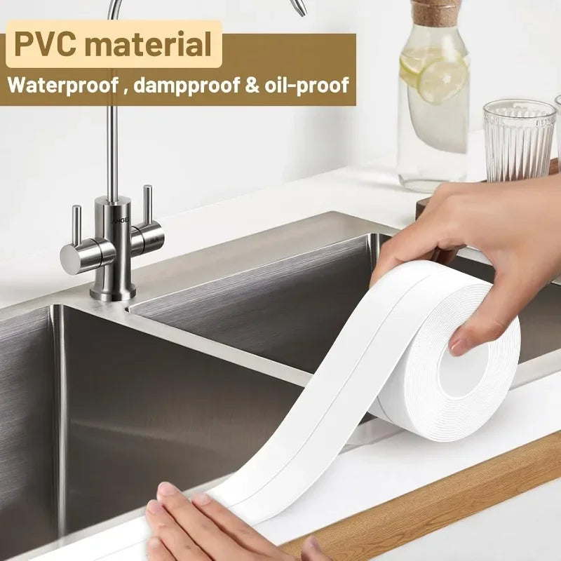 Self Adhesive PVC Sealing Strip Tape for Bathroom Bath Toilet Kitchen Caulk Tape Waterproof Wall Sticker White Mold Proof Tapes
