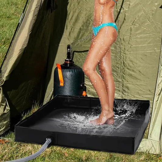 Shower Tent Base Camping Awning Shower Basin Portable Shower Pan Foldable RV Shower Pan With Drain Pipe